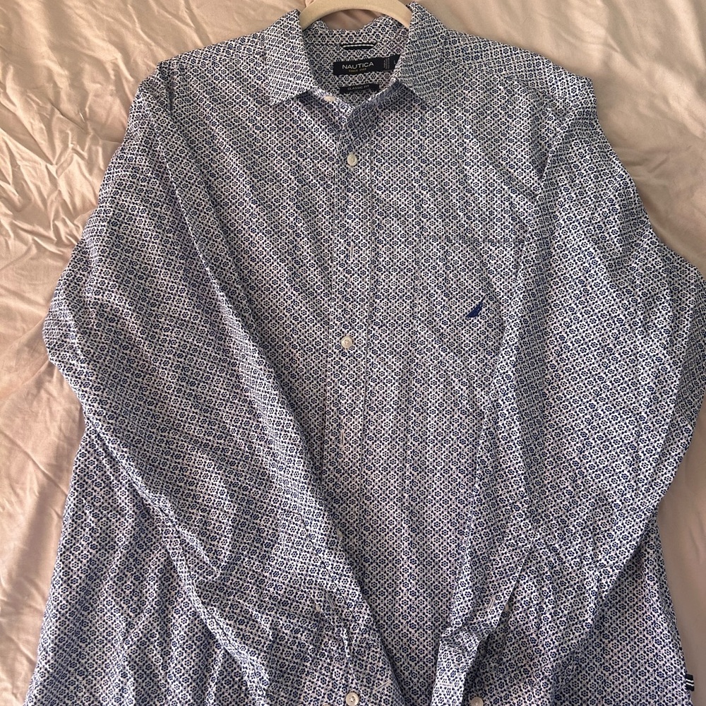 Nautica Men's Geometric Blue Shirt